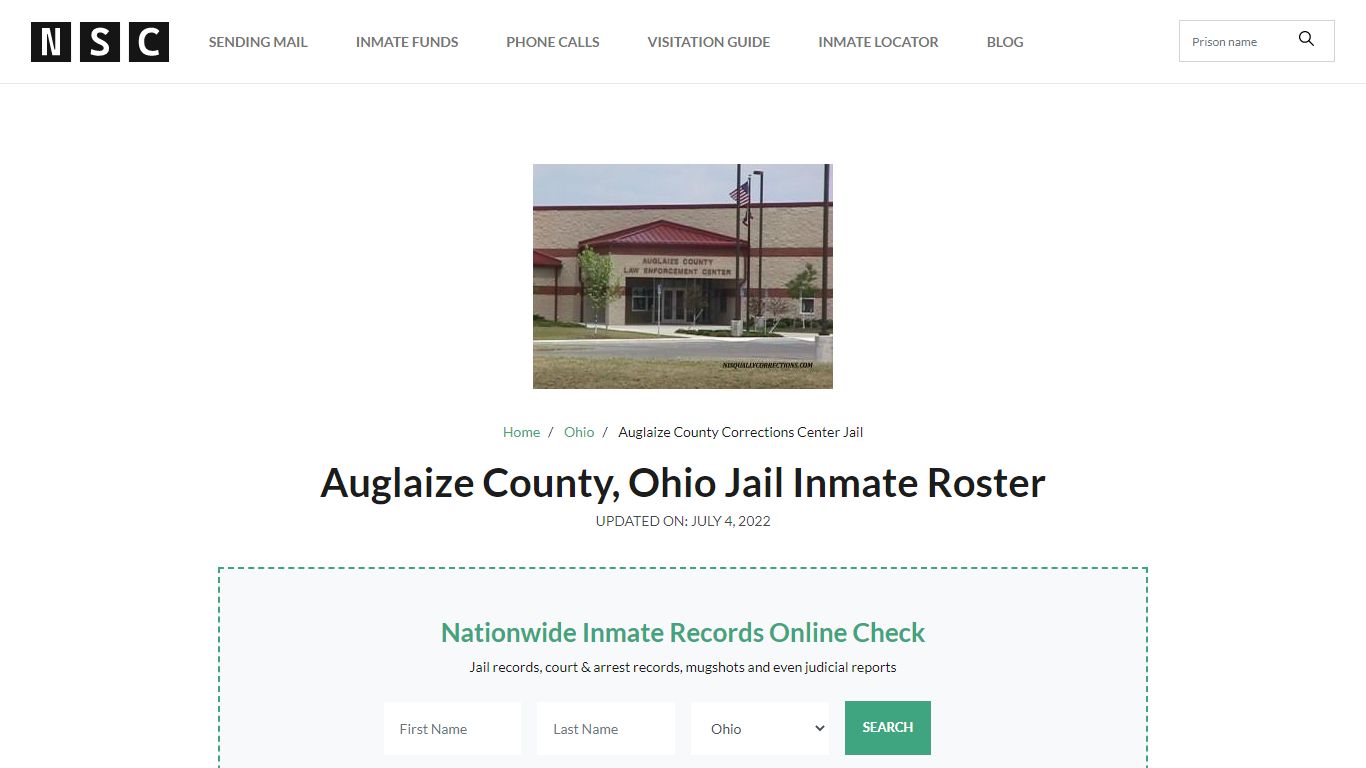 Auglaize County, Ohio Jail Inmate List