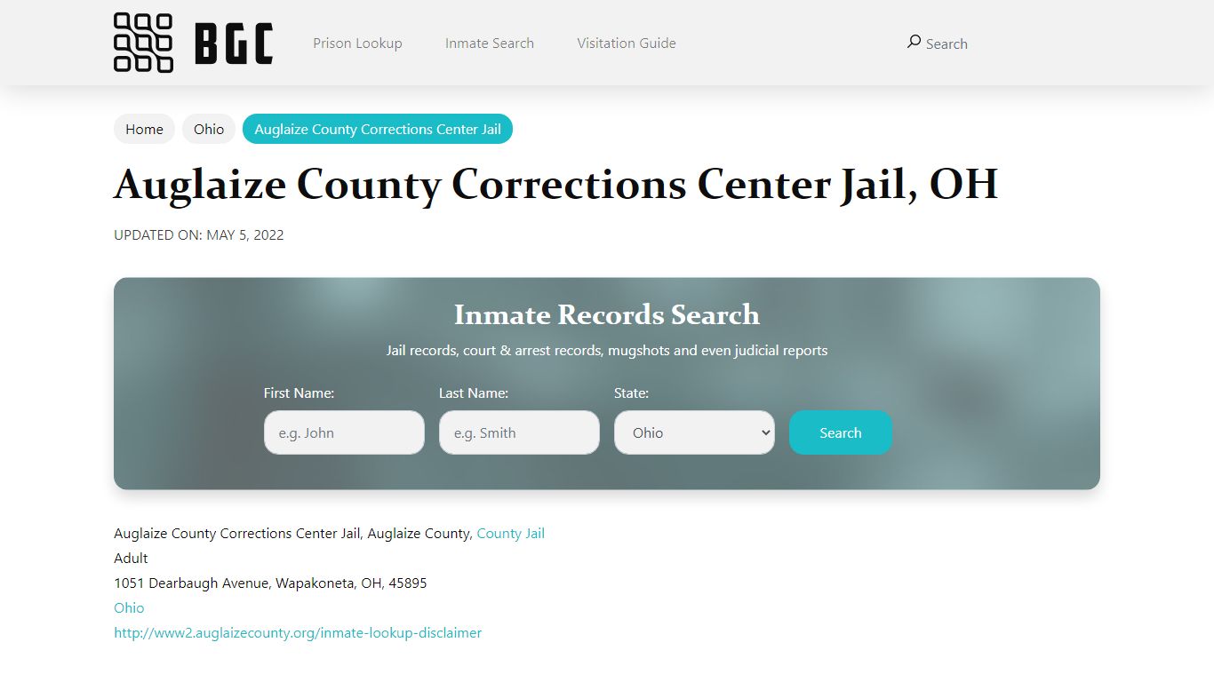 Auglaize County Corrections Center Jail, OH Inmate Search ...